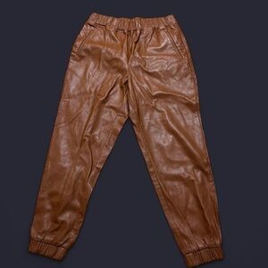 INC International - brown faux leather joggers size Large